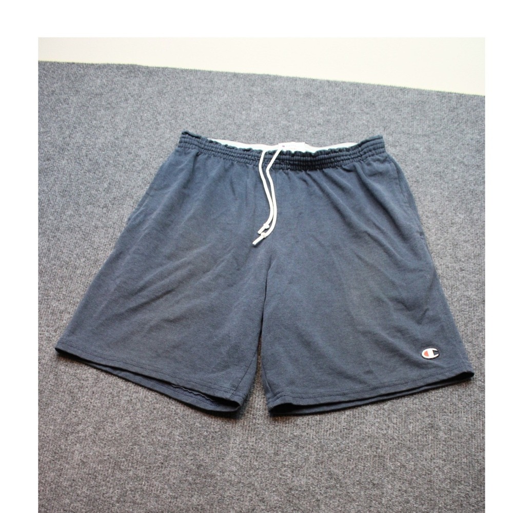 Champion Mens Navy Blue Jersey Athletic Shorts Elastic Waist Drawstring Large